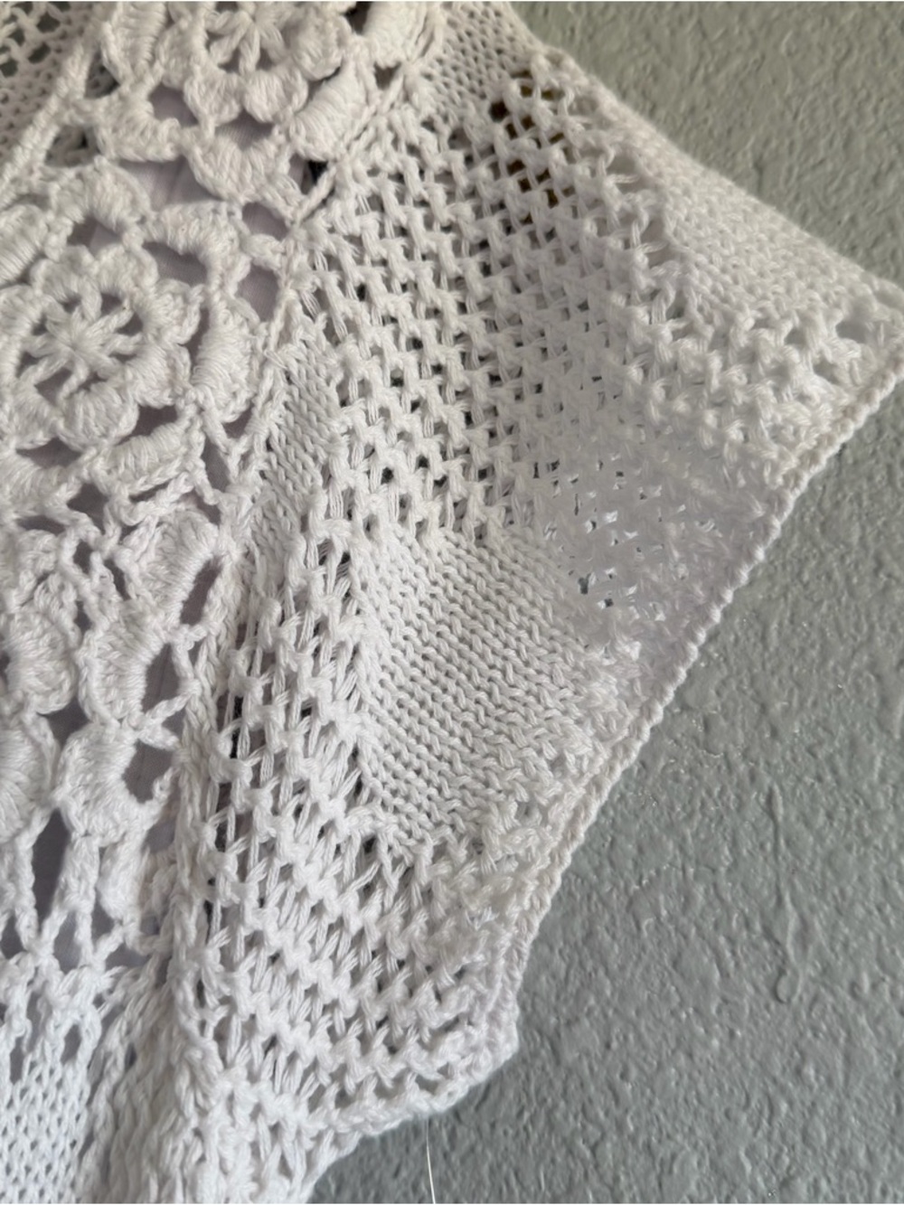 Fever White Crochet Floral Knit Mini Dress NWT Boho Festival Summer Beach Cover - Picture 6 of 12